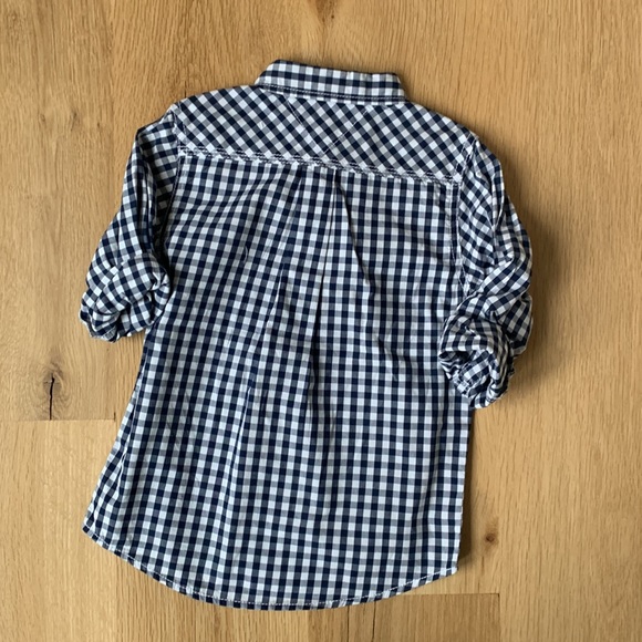 TOMMY HILFIGER Toddler Gingham Navy Button Down Shirt - Picture 4 of 6